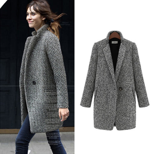 ZYFPGS 2019 Top Winter Coat Women Gray Thick Fashion Design New Arrival Warm Wool Fabric Woolen Coat Classic Long Plus Z0923