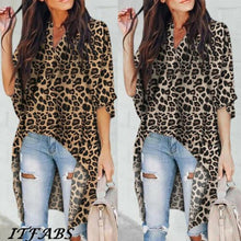 Load image into Gallery viewer, Fashion Women&#39;s Ladies Summer Long Sleeve Shirt Loose Casual Leopard Tops T-Shirt