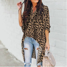 Load image into Gallery viewer, Fashion Women&#39;s Ladies Summer Long Sleeve Shirt Loose Casual Leopard Tops T-Shirt