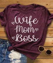 Load image into Gallery viewer, Wife Mom Boss Letter Print T Shirt Women Short Sleeve O Neck Loose Tshirt 2019 Summer Fashion Women Tee Shirt Tops