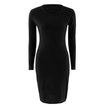 Load image into Gallery viewer, New Hot Autumn Spring Women Long Sleeve Dacron Dress Bodycon Sexy Slim Fit сарафан O-neck Casual solid color  straight Dresses