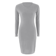 Load image into Gallery viewer, New Hot Autumn Spring Women Long Sleeve Dacron Dress Bodycon Sexy Slim Fit сарафан O-neck Casual solid color  straight Dresses