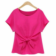 Load image into Gallery viewer, New Arrival   Elegant Womens Ladies Short Sleeve Front Bandage Casual Chiffon Shirt Tops T-Shirt Three Colors