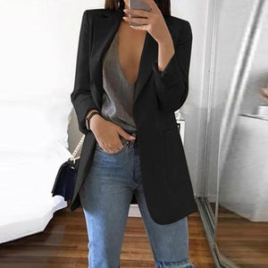 Hirigin Brand 2019 New Arrival Women Ladies Long Sleeve Cardigan Slim Jackets Suit Coat Work Jacket Casual Mid Coat Lapel