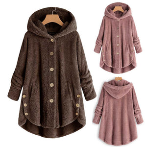 Hot Womens Casual Outwear Autumn Winter Hooded Coat Winter Women Fur Coats Women's Winter And Coats Pullover Loose Sweater  2#