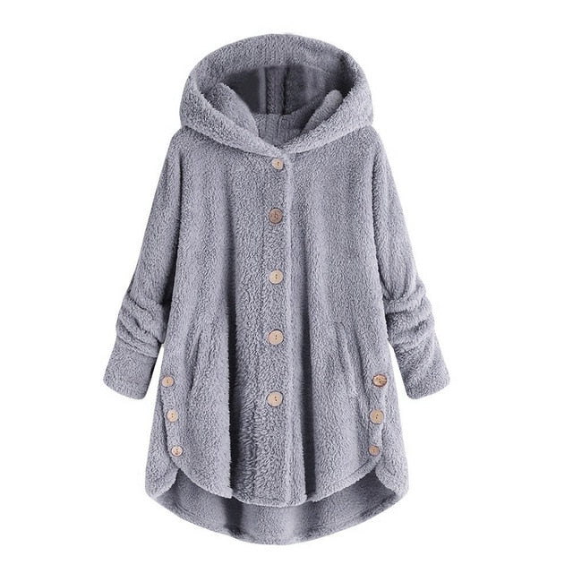 Hot Womens Casual Outwear Autumn Winter Hooded Coat Winter Women Fur Coats Women's Winter And Coats Pullover Loose Sweater  2#