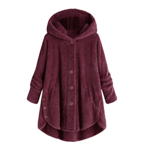 Hot Womens Casual Outwear Autumn Winter Hooded Coat Winter Women Fur Coats Women's Winter And Coats Pullover Loose Sweater  2#