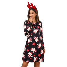 Load image into Gallery viewer, Women&#39;s Xmas Dress Snowman Snow Reindeer Long Sleeve Christmas Party A-Line Mini Dress Plus Size S-3XL