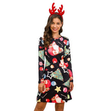 Load image into Gallery viewer, Women&#39;s Xmas Dress Snowman Snow Reindeer Long Sleeve Christmas Party A-Line Mini Dress Plus Size S-3XL