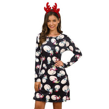 Load image into Gallery viewer, Women&#39;s Xmas Dress Snowman Snow Reindeer Long Sleeve Christmas Party A-Line Mini Dress Plus Size S-3XL