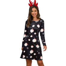 Load image into Gallery viewer, Women&#39;s Xmas Dress Snowman Snow Reindeer Long Sleeve Christmas Party A-Line Mini Dress Plus Size S-3XL