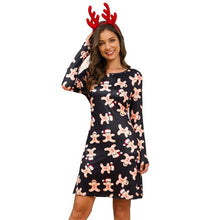 Load image into Gallery viewer, Women&#39;s Xmas Dress Snowman Snow Reindeer Long Sleeve Christmas Party A-Line Mini Dress Plus Size S-3XL