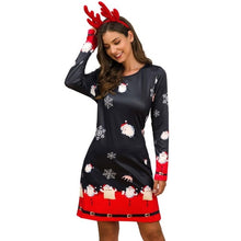 Load image into Gallery viewer, Women&#39;s Xmas Dress Snowman Snow Reindeer Long Sleeve Christmas Party A-Line Mini Dress Plus Size S-3XL