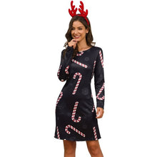 Load image into Gallery viewer, Women&#39;s Xmas Dress Snowman Snow Reindeer Long Sleeve Christmas Party A-Line Mini Dress Plus Size S-3XL