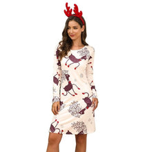 Load image into Gallery viewer, Women&#39;s Xmas Dress Snowman Snow Reindeer Long Sleeve Christmas Party A-Line Mini Dress Plus Size S-3XL