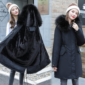 Vielleicht -30 Degrees Snow Wear Long Parkas Winter Jacket Women Fur Hooded Clothing Female Fur Lining Thick Winter Coat Women