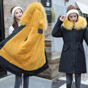 Vielleicht -30 Degrees Snow Wear Long Parkas Winter Jacket Women Fur Hooded Clothing Female Fur Lining Thick Winter Coat Women