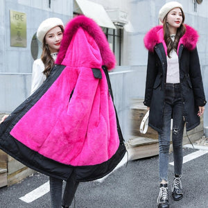 Vielleicht -30 Degrees Snow Wear Long Parkas Winter Jacket Women Fur Hooded Clothing Female Fur Lining Thick Winter Coat Women