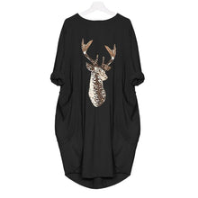 Load image into Gallery viewer, Women long sleeve dress harajuku casual knee-length dress s-5xl plus size dresses elbise christmas moose print party vestidos