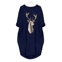 Load image into Gallery viewer, Women long sleeve dress harajuku casual knee-length dress s-5xl plus size dresses elbise christmas moose print party vestidos