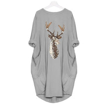 Load image into Gallery viewer, Women long sleeve dress harajuku casual knee-length dress s-5xl plus size dresses elbise christmas moose print party vestidos