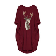 Load image into Gallery viewer, Women long sleeve dress harajuku casual knee-length dress s-5xl plus size dresses elbise christmas moose print party vestidos