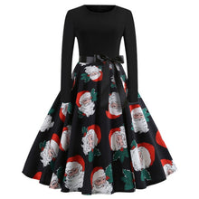 Load image into Gallery viewer, Christmas Dress Party Christmas Women Long Sleeve Dress Winter Elegant Swing Party Dresses Robe Femme Casual Rockabilly Vestidos