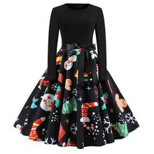 Load image into Gallery viewer, Christmas Dress Party Christmas Women Long Sleeve Dress Winter Elegant Swing Party Dresses Robe Femme Casual Rockabilly Vestidos