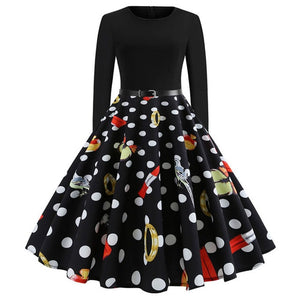 Christmas Dress Party Christmas Women Long Sleeve Dress Winter Elegant Swing Party Dresses Robe Femme Casual Rockabilly Vestidos