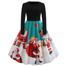 Load image into Gallery viewer, Christmas Dress Party Christmas Women Long Sleeve Dress Winter Elegant Swing Party Dresses Robe Femme Casual Rockabilly Vestidos