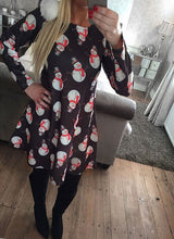 Load image into Gallery viewer, 5XL Christmas Tree Santa Snowman Dress Women Autumn Long Sleeve Mini Dresses Casual New Year Festival Family Party Dress Vestido