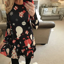 Load image into Gallery viewer, 5XL Christmas Tree Santa Snowman Dress Women Autumn Long Sleeve Mini Dresses Casual New Year Festival Family Party Dress Vestido