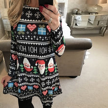 Load image into Gallery viewer, 5XL Christmas Tree Santa Snowman Dress Women Autumn Long Sleeve Mini Dresses Casual New Year Festival Family Party Dress Vestido