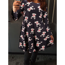 Load image into Gallery viewer, 5XL Christmas Tree Santa Snowman Dress Women Autumn Long Sleeve Mini Dresses Casual New Year Festival Family Party Dress Vestido