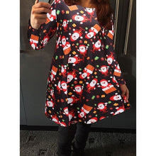 Load image into Gallery viewer, 5XL Christmas Tree Santa Snowman Dress Women Autumn Long Sleeve Mini Dresses Casual New Year Festival Family Party Dress Vestido