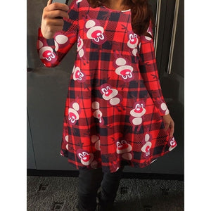 5XL Christmas Tree Santa Snowman Dress Women Autumn Long Sleeve Mini Dresses Casual New Year Festival Family Party Dress Vestido