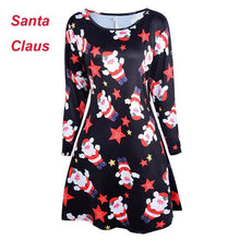 Load image into Gallery viewer, Women Christmas Dresses Plus Size S-5XL Long Sleeve O-Neck Loose  Print Casual A-line Dress New Year Xmas Party Dress Vestidos