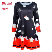 Load image into Gallery viewer, Women Christmas Dresses Plus Size S-5XL Long Sleeve O-Neck Loose  Print Casual A-line Dress New Year Xmas Party Dress Vestidos