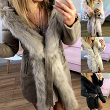 Load image into Gallery viewer, 2019 New Women Warm Hoody Fur Jackets Coats Plush Collar Solid Belt Parkas Overcoats Autumn Winter Jacket Outwear Plus Size 3XL