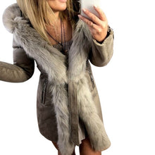 Load image into Gallery viewer, 2019 New Women Warm Hoody Fur Jackets Coats Plush Collar Solid Belt Parkas Overcoats Autumn Winter Jacket Outwear Plus Size 3XL