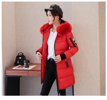 Load image into Gallery viewer, Winter Jacket Women 2019 New Fake fox fur collar Hooded Women&#39;s down jacket Outwear Slim Female Long Down Cotton Padded Coat