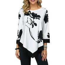 Load image into Gallery viewer, LASPERAL 2019 New Autumn Arrival Women&#39;s Fashion Round Neck Shirt Long-sleeved Shirt Women Print Irregular Hem Tunic Casual Tops