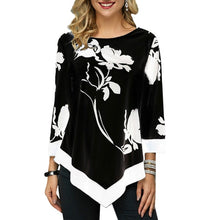 Load image into Gallery viewer, LASPERAL 2019 New Autumn Arrival Women&#39;s Fashion Round Neck Shirt Long-sleeved Shirt Women Print Irregular Hem Tunic Casual Tops