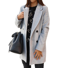 Load image into Gallery viewer, 2019 New Arrival Wool Blend Coat Women Long Sleeve Turn-down Collar Outwear Jacket Casual Autumn Winter Solid Color Overcoat