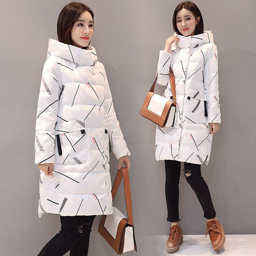 Dropshipping 2019 New Fashion Elegant Long Sleeve Warm Zipper Parkas Women Jacket Office Lady Winter Hooded Long Jacket Coat