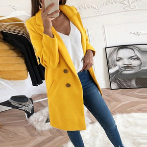 2019 New Arrival Women Wool Blend Coat Long Sleeve Turn-Down Collar Warm Autumn Winter Wool Women Jackets Plus Size 3XL Girls