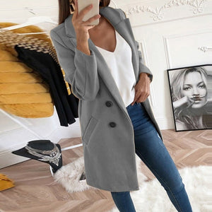 2019 New Arrival Women Wool Blend Coat Long Sleeve Turn-Down Collar Warm Autumn Winter Wool Women Jackets Plus Size 3XL Girls