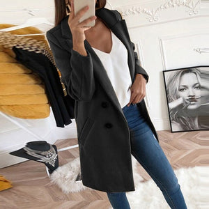 2019 New Arrival Women Wool Blend Coat Long Sleeve Turn-Down Collar Warm Autumn Winter Wool Women Jackets Plus Size 3XL Girls