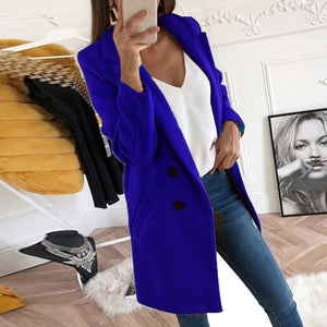 2019 New Arrival Women Wool Blend Coat Long Sleeve Turn-Down Collar Warm Autumn Winter Wool Women Jackets Plus Size 3XL Girls