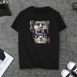 David Michelangelo Short Sleeve Summer Fun Printed Statue Bubble Gum Print Harajuku Tshirt New T-shirt